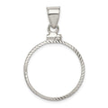 Wideband Distinguished Coin Jewelry Sterling Silver Polished and Diamond-cut 21.1 x 2.0mm $0.05 Screw Top Coin Bezel Pendant, 35.5 x 22.5 mm