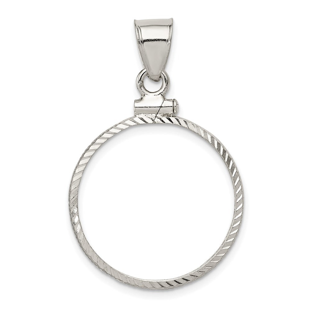 Wideband Distinguished Coin Jewelry Sterling Silver Polished and Diamond-cut 21.1 x 2.0mm $0.05 Screw Top Coin Bezel Pendant, 35.5 x 22.5 mm