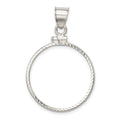Wideband Distinguished Coin Jewelry Sterling Silver Polished and Diamond-cut 24.1 x 1.7mm $0.25 Screw Top Coin Bezel Pendant, 37.2 x 25 mm