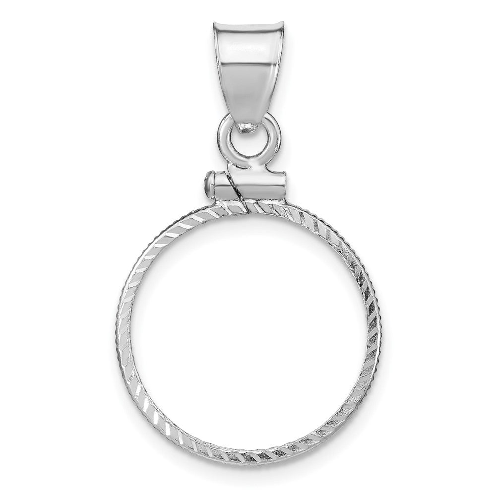 Wideband Distinguished Coin Jewelry Sterling Silver Polished and Diamond-cut 18 x 1.2mm $0.10 Screw Top Coin Bezel Pendant, 31 x 19 mm