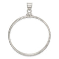 Wideband Distinguished Coin Jewelry Sterling Silver Polished and Diamond-cut 39.4 x 3.1mm 1 oz. Screw Top Coin Bezel Pendant, 54 x 40.25 mm