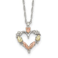 Landstrom's Mt. Rushmore Black Hills Sterling Silver 12K Gold Accents Open Heart 18 inch Spring Ring Clasp Necklace, 18 mm