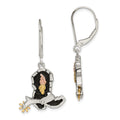 Landstrom's Mt. Rushmore Black Hills Sterling Silver 12K Gold Accents Antiqued Cowboy Boot with 10K Spur Dangle Leverback Earrings, 36 x 19 mm