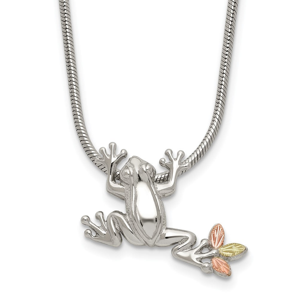 Landstrom's Mt. Rushmore Black Hills Sterling Silver 12K Gold Accents Frog Slide 20 inch Lobster Clasp Necklace, 20 mm