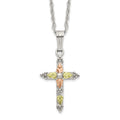 Landstrom's Mt. Rushmore Black Hills Sterling Silver 12K Gold Accents Cross 18 inch Spring Ring Clasp Necklace, 18 mm, 2.07 g