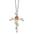 Landstrom's Mt. Rushmore Black Hills Sterling Silver 12K Gold Accents Floral Cross 18 inch Spring Ring Clasp Necklace, 18 mm