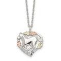 Landstrom's Mt. Rushmore Black Hills Sterling Silver 12K Gold Accents Horse Within Heart 18 inch Spring Ring Clasp Necklace, 18 mm, 3.42 g