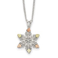 Landstrom's Mt. Rushmore Black Hills Sterling Silver 12K Gold Accents Snowflake 18 inch Spring Ring Clasp Necklace, 18 mm