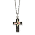 Landstrom's Mt. Rushmore Black Hills Sterling Silver 12K Gold Accents Antiqued Cross 18 inch Spring Ring Clasp Necklace, 18 mm