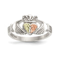 Landstrom's Mt. Rushmore Black Hills Sterling Silver 12K Gold Accents Claddagh Ring, Size 7