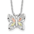 Landstrom's Mt. Rushmore Black Hills Sterling Silver 12K Gold Accents Butterfly 18 inch Spring Ring Clasp Necklace, 18 x 14.91 mm