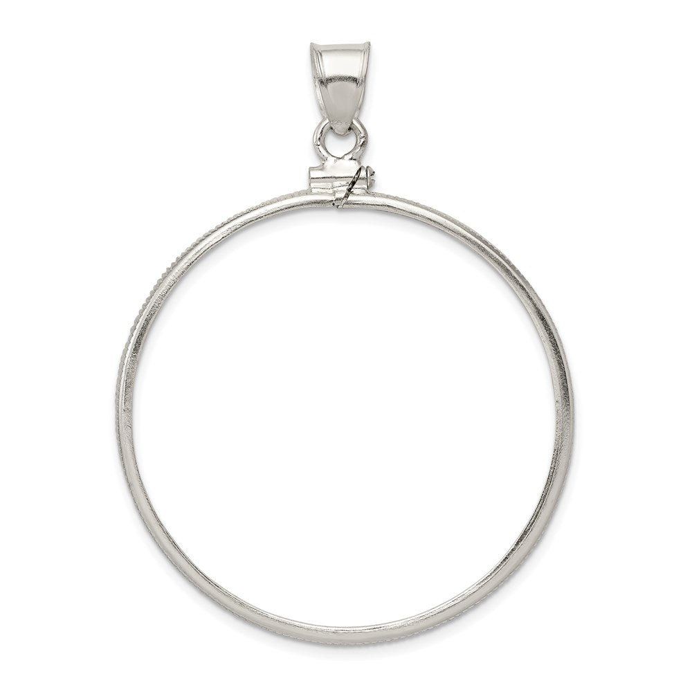 Wideband Distinguished Coin Jewelry Sterling Silver Polished 38.2 x 2.8mm Screw Top Coin Bezel Pendant, 53 x 40.25 mm