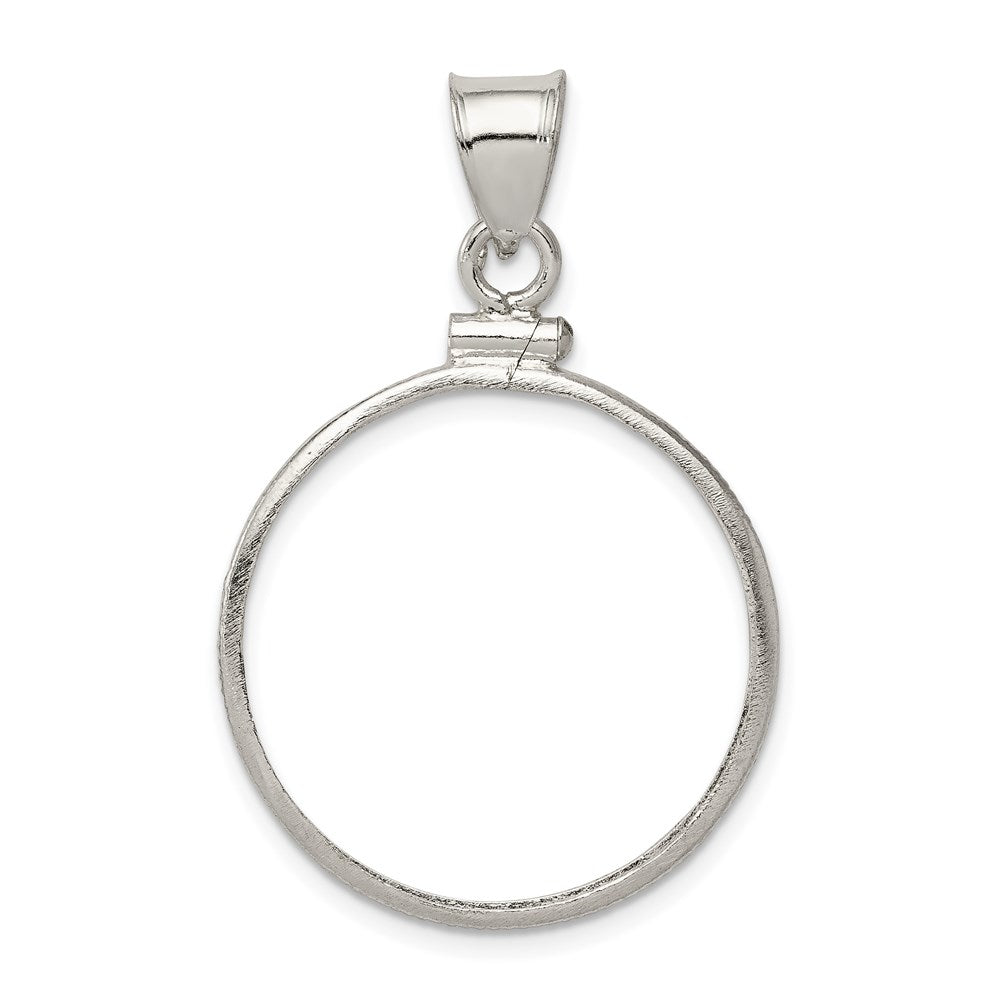 Wideband Distinguished Coin Jewelry Sterling Silver Polished 24.1 x 1.7mm $0.25 Screw Top Coin Bezel Pendant, 38.25 x 25 mm