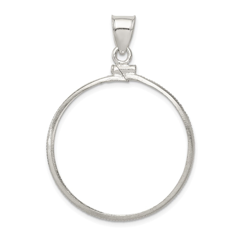Wideband Distinguished Coin Jewelry Sterling Silver Polished 30.5 x 2.1mm $0.50 Screw Top Coin Bezel Pendant, 44.5 x 32.15 mm