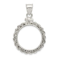 Wideband Distinguished Coin Jewelry Sterling Silver Polished Rope 19.1 x 1.5mm $0.01 Screw Top Coin Bezel Pendant, 38 x 24.8 mm