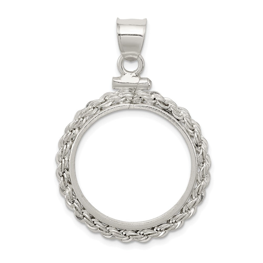 Wideband Distinguished Coin Jewelry Sterling Silver Polished Rope 21.1 x 2.0mm $0.05 Screw Top Coin Bezel Pendant, 40.8 x 28 mm