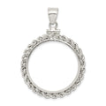 Wideband Distinguished Coin Jewelry Sterling Silver Polished Rope 26.4 x 1.8mm Susan B. Anthony Screw Top Coin Bezel Pendant, 45.8 x 32.75 mm