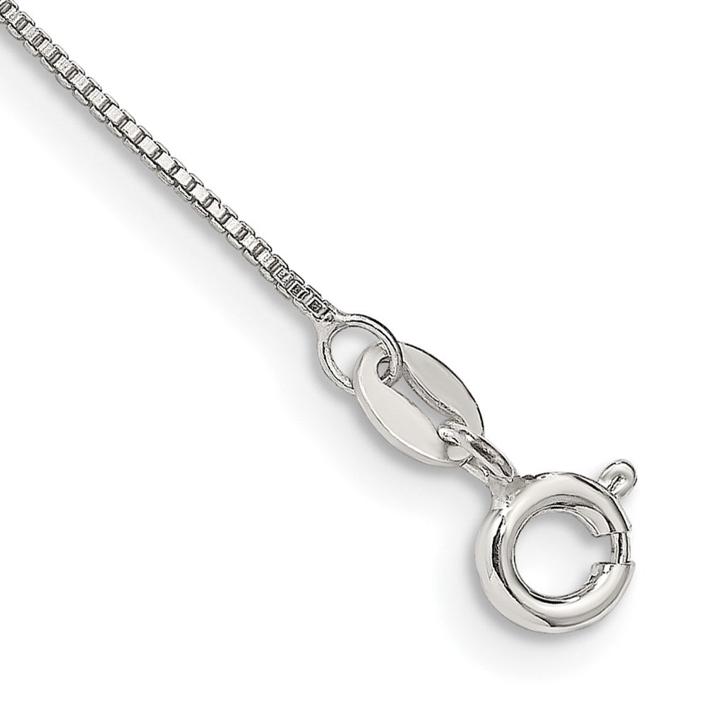 Sterling Silver .8mm Box Chain Anklet, 10 x 0.8 mm