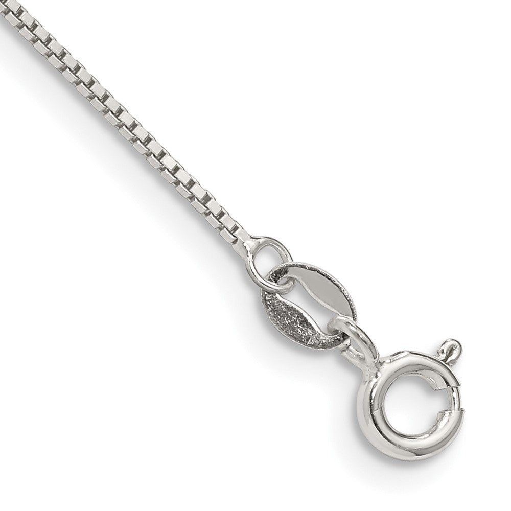 Sterling Silver .9mm Box Chain Anklet, 10 x 0.9 mm