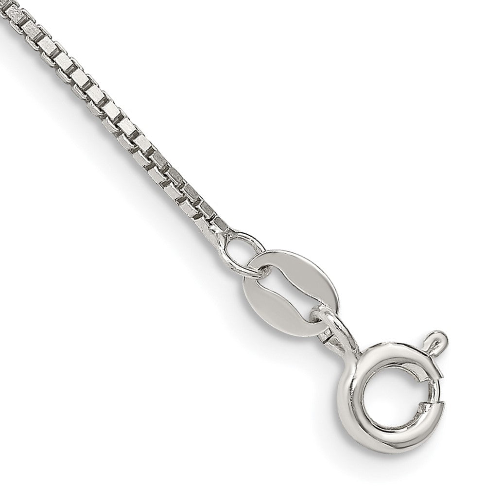 Sterling Silver 1.1mm Box Chain Anklet, 10 x 1.1 mm