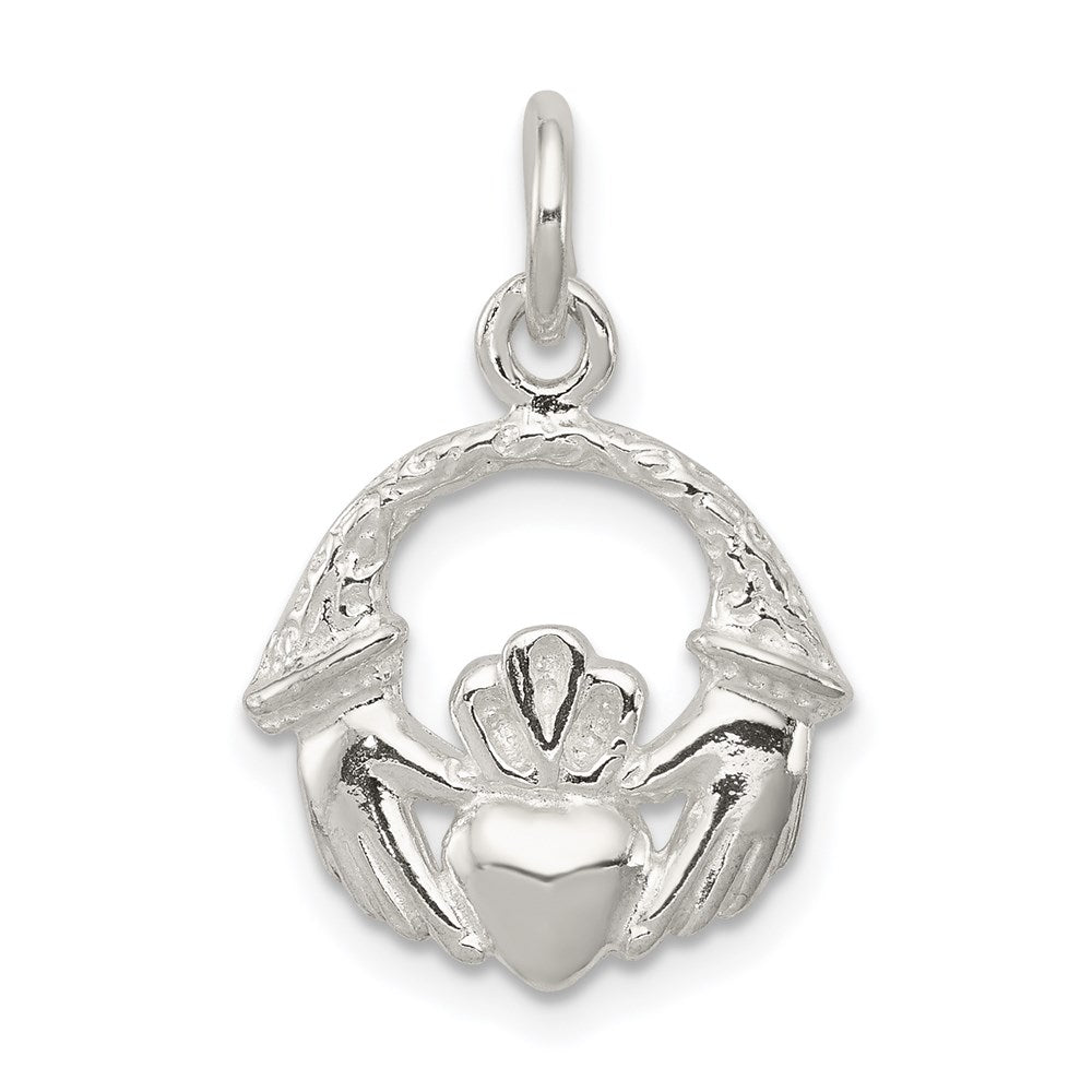 Sterling Silver Claddagh Charm, 21 x 15 mm
