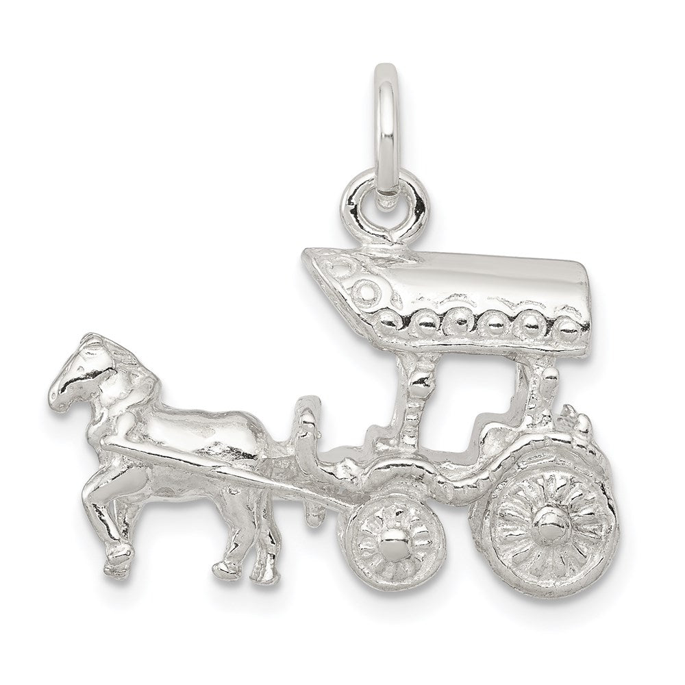 Sterling Silver Horse & Carriage Charm, 18 x 24 mm