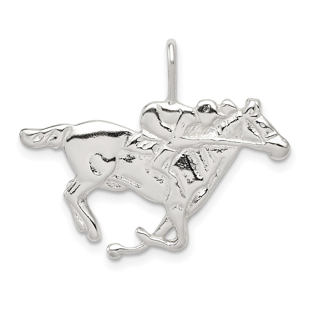 Sterling Silver Race Horse Charm, 25 x 30 mm