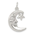 Sterling Silver Moon & Star Pendant, 27 x 18 mm