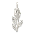 Sterling Silver Rose Bud Pendant, 36 x 14 mm