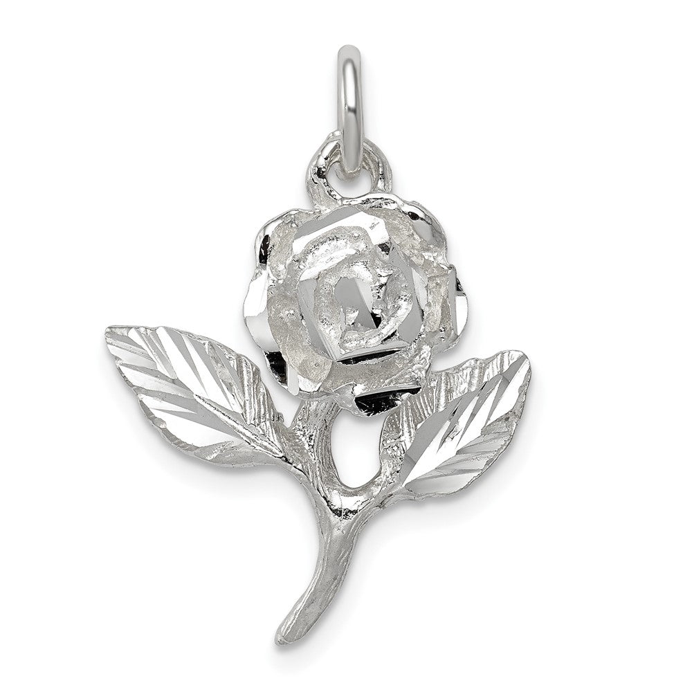 Sterling Silver Rose Pendant, 27 x 19 mm