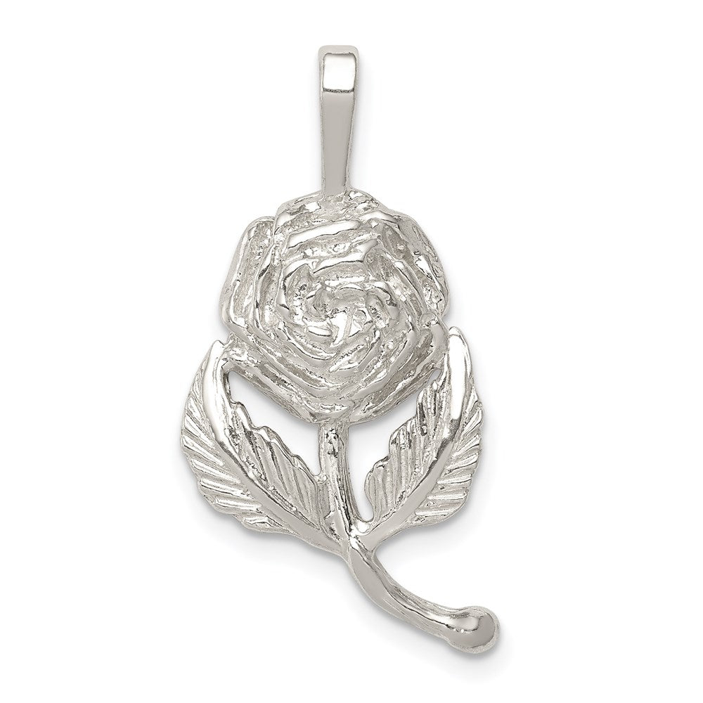 Sterling Silver Rose Pendant, 29 x 14 mm