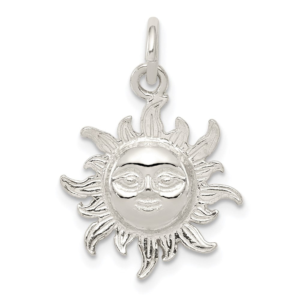 Sterling Silver Sun Charm, 24 x 17 mm