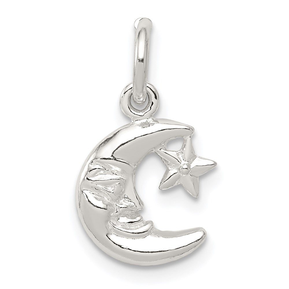 Sterling Silver Moon & Star Charm, 19 x 10 mm