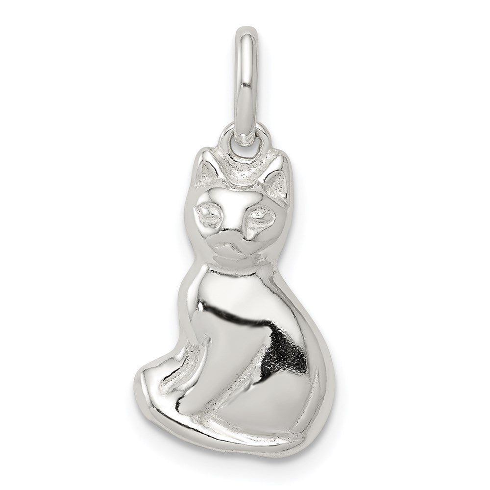 Sterling Silver Cat Charm, 18 x 11 mm
