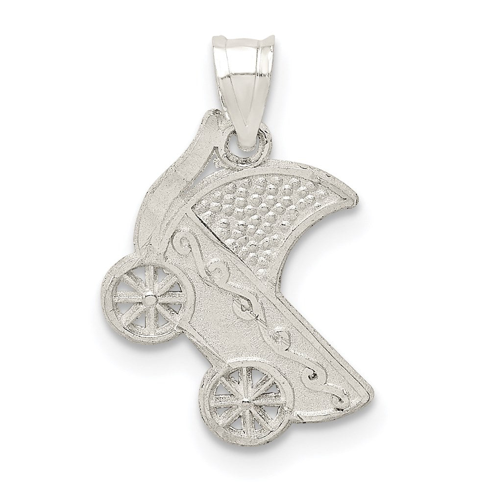 Sterling Silver Baby Buggy Charm, 20 x 13 mm