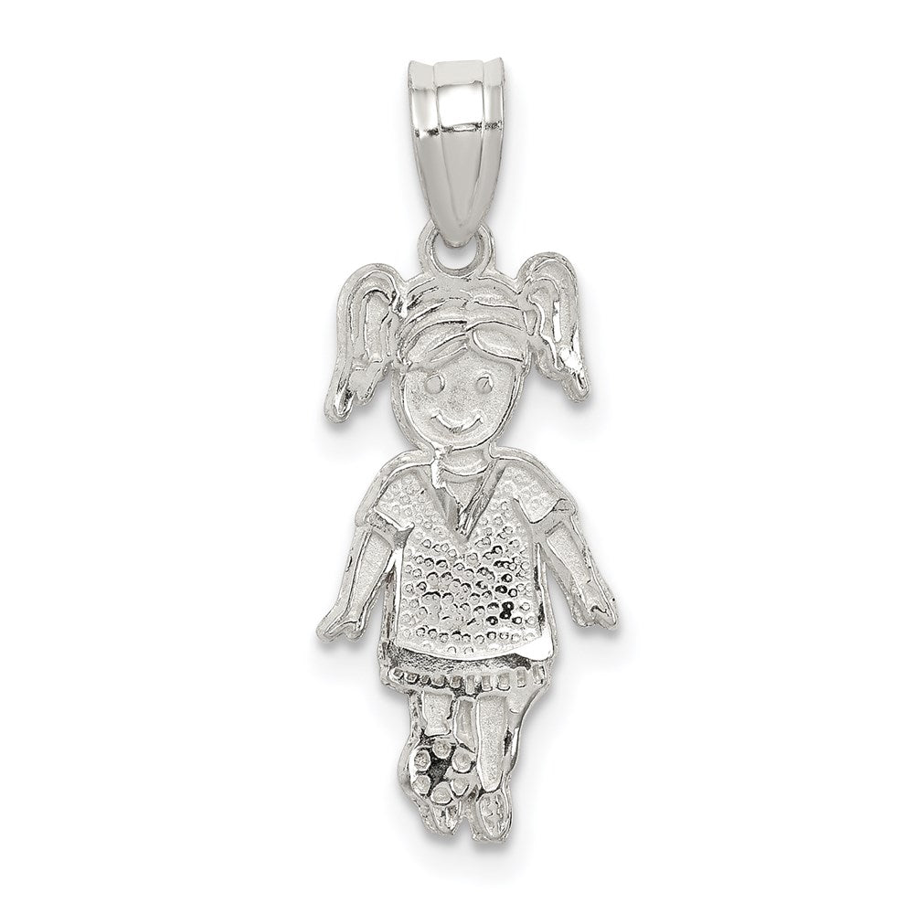 Sterling Silver Sports Soccer Player Girl Charm, 20 x 10 mm