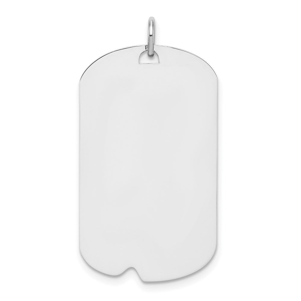 SSilver Rhodium-plated Polished Front/Satin Back Engravable Dog Tag, 36 x 18 mm