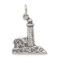 Sterling Silver Antiqued Lighthouse Charm, 30 x 21 mm