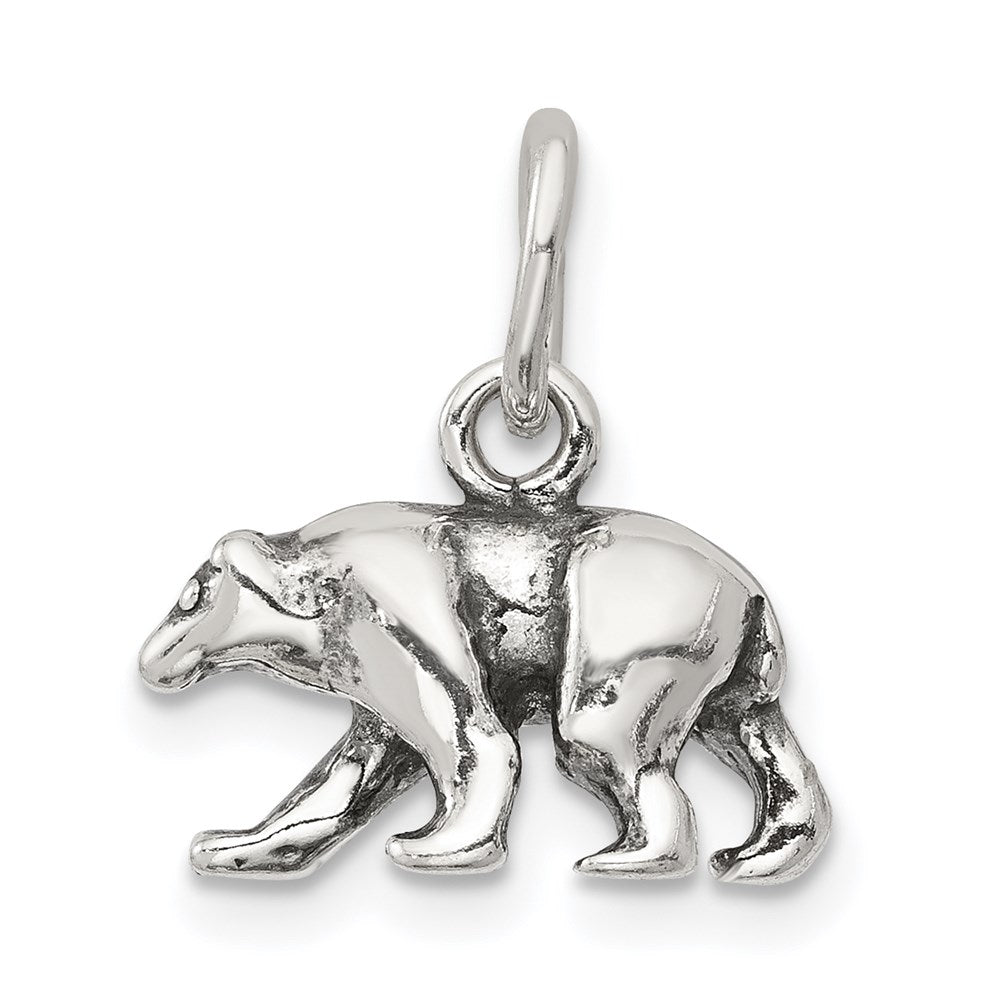 Sterling Silver Bear Charm, 12 x 15 mm