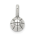 Sterling Silver Antiqued Basketball Charm, 14 x 7 mm
