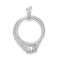 Sterling Silver Rhodium-plated Wedding Ring Set Charm, 19 x 15 mm