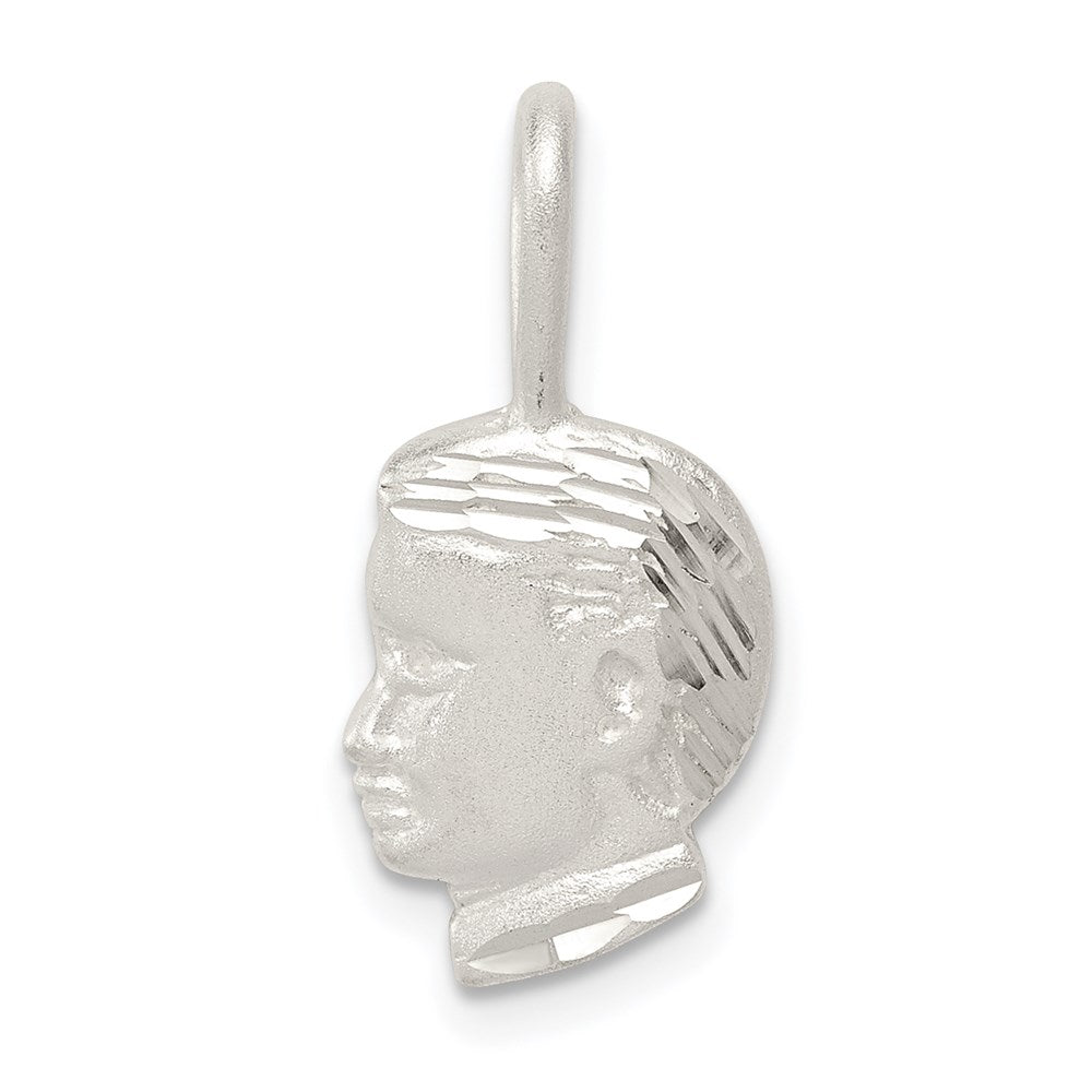 Sterling Silver Boy Head Charm, 21 x 9 mm