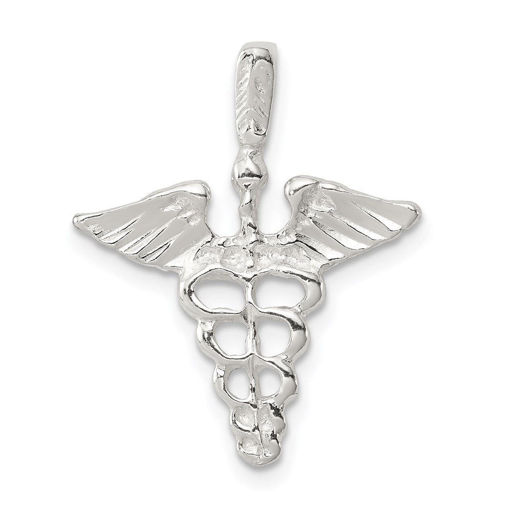 Sterling Silver Caduceus Charm, 25 x 19 mm