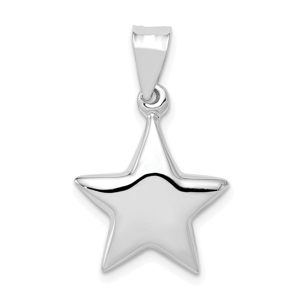 Sterling Silver Rhodium-plated Star Charm, 23 x 16 mm