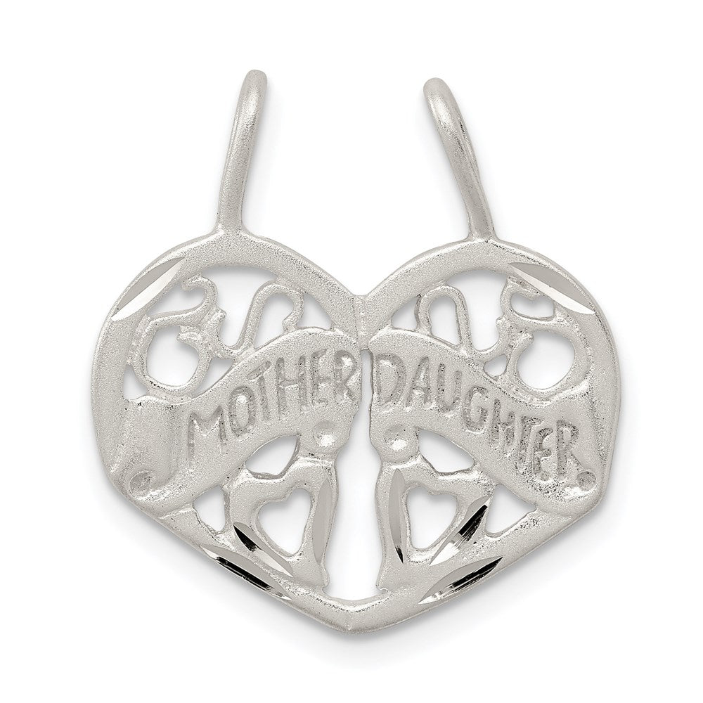 Sterling Silver Mother Daughter 2-piece break apart Charm, 24 x 21 mm