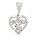 Sterling Silver HEART SWEET 16 Charm, 31 x 19 mm