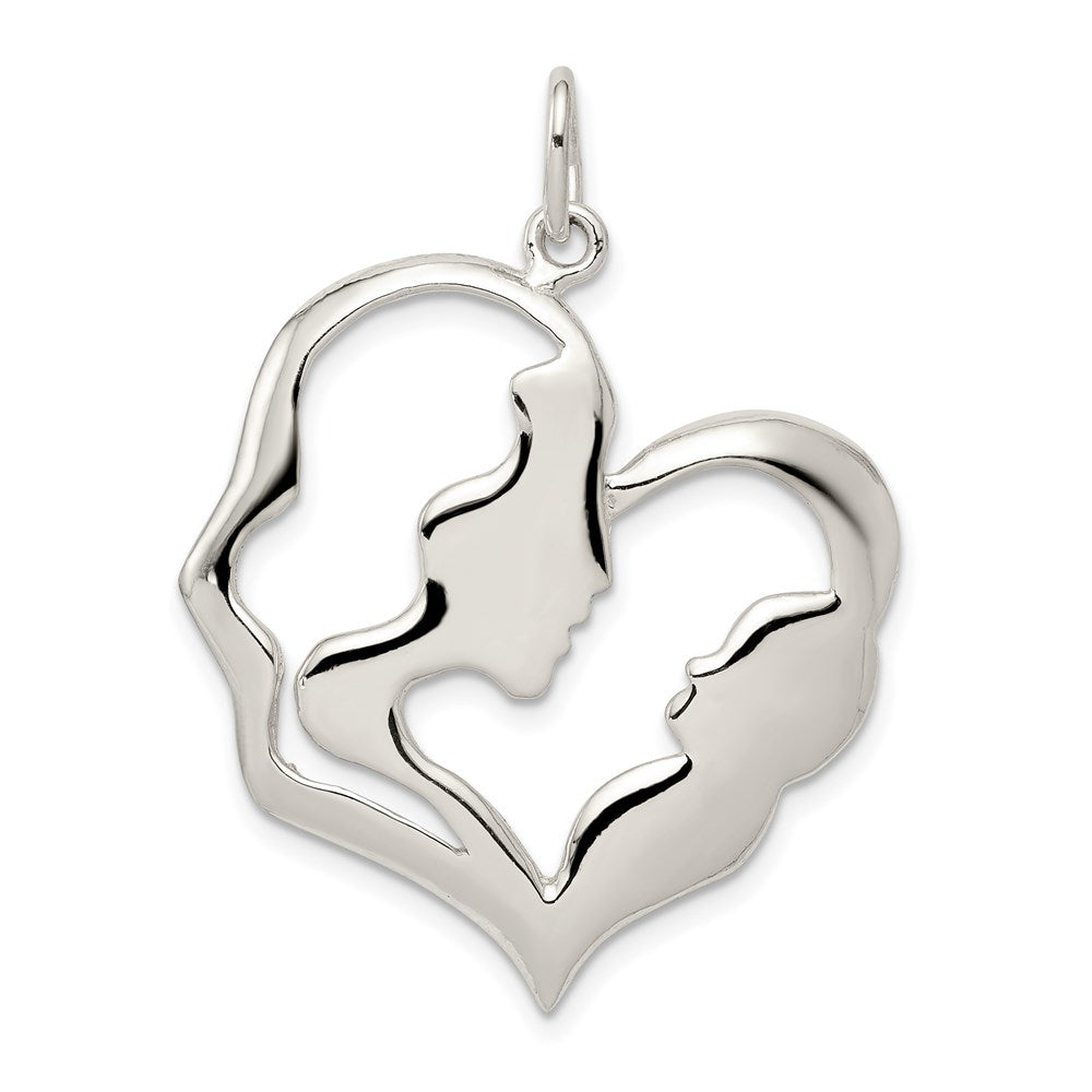 Sterling Silver Mother & Baby Pendant, 32 x 27 mm