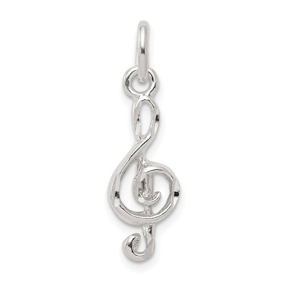Sterling Silver Treble Clef Charm, 22 x 8.5 mm