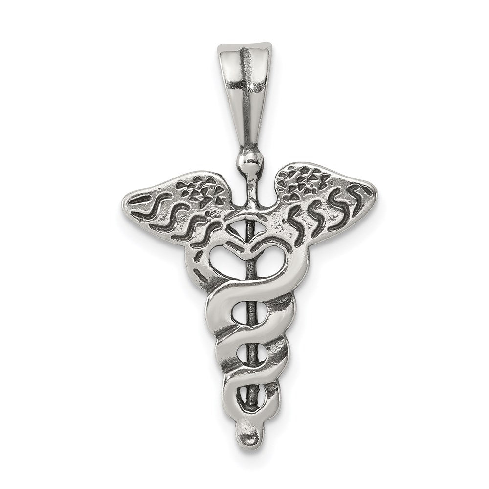 Sterling Silver Caduceus Charm, 26 x 17 mm
