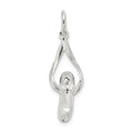 Sterling Silver Ballet Slipper Charm, 28 x 9 mm